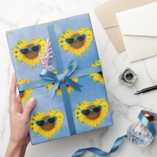Sunflower Heart Abstract op Sky Cadeaupapier (Geschenken)