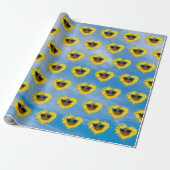 Sunflower Heart Abstract op Sky Cadeaupapier (Uitgerold)