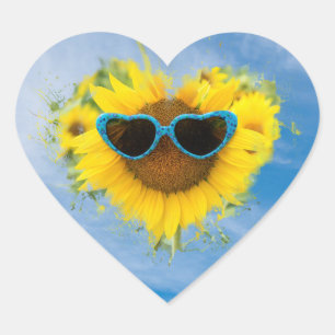 Sunflower Heart Abstract op Sky Hart Sticker