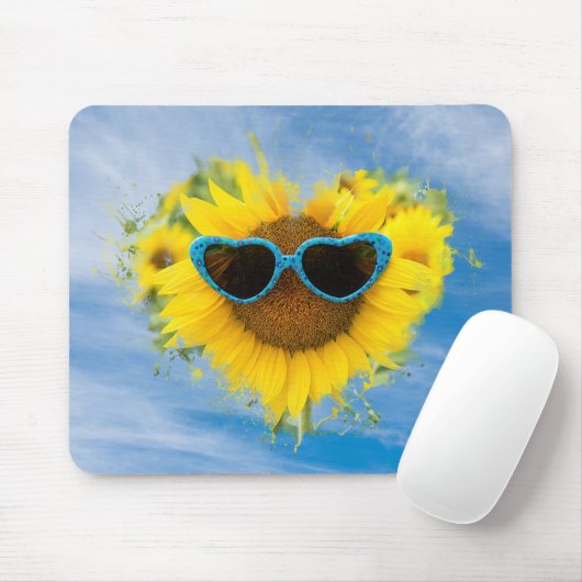 Sunflower Heart Abstract op Sky Muismat (Met muis)