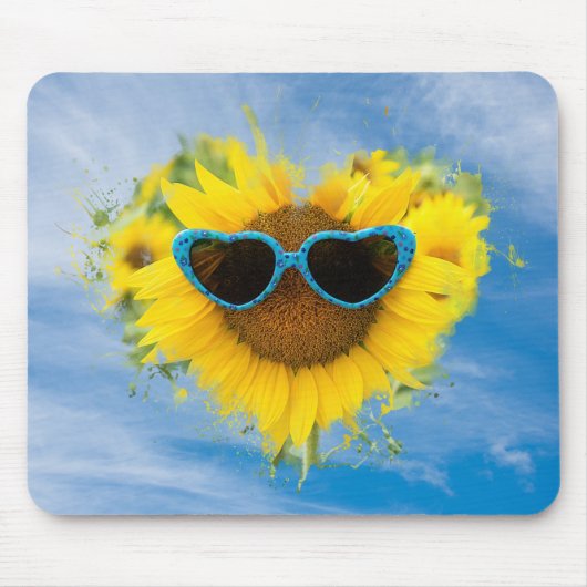 Sunflower Heart Abstract op Sky Muismat (Voorkant)