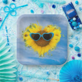 Sunflower Heart Abstract op Sky Papieren Bordje (Feest)