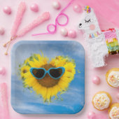 Sunflower Heart Abstract op Sky Papieren Bordje (Feest)