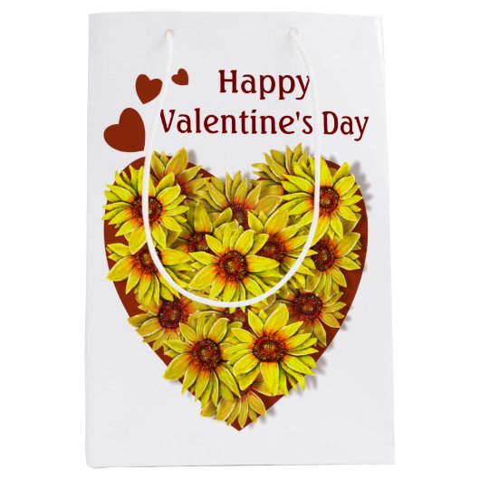 Sunflower Heart Gift Bag Medium Cadeauzakje (Voorkant)