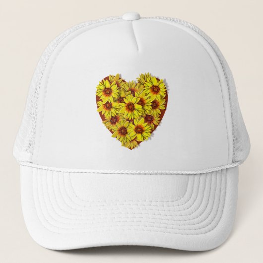 Sunflower Heart Hat Trucker Pet (Voorkant)