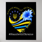 Sunflower Heart Oekrainian Flag Be Kind Stand With Poster (Voorkant)