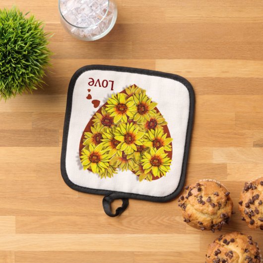 Sunflower Heart Pot Holder Pannenlap (Top down)