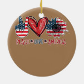 Sunflower Heart Sign Peace Love America 4 juli Keramisch Ornament (Achterkant)