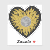 Sunflower Heart Sticker (Vel)