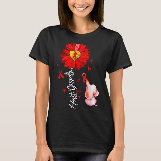 Sunflower Heart Warrior Red Elephant Heart Disease T-shirt (Voorkant)