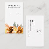 SUNFLOWER HERFST AUTUMN STUD EARRING DISPLAY CARD VISITEKAARTJE (Voorkant / Achterkant)