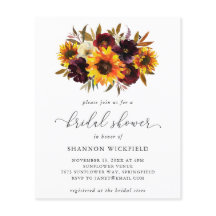 Sunflower Herfst Budget Bridal Shower Uitnodiging