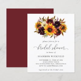 Sunflower Herfst Budget Bridal Shower Uitnodiging