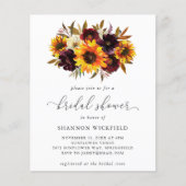 Sunflower Herfst Budget Bridal Shower Uitnodiging Flyer (Voorkant)