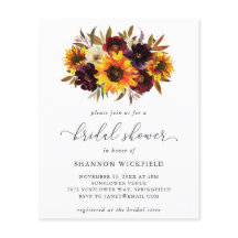Sunflower Herfst Budget Bridal Shower Uitnodiging