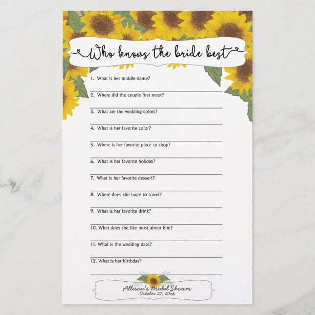 Sunflower Herfst Vrijgezellenfeest Games, 3632 (Voorkant)