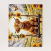 Sunflower Highland Cow Legpuzzel (Verticaal)
