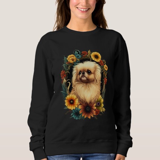 Sunflower Hippie Floral Pekingese Dog Trui (Voorkant)