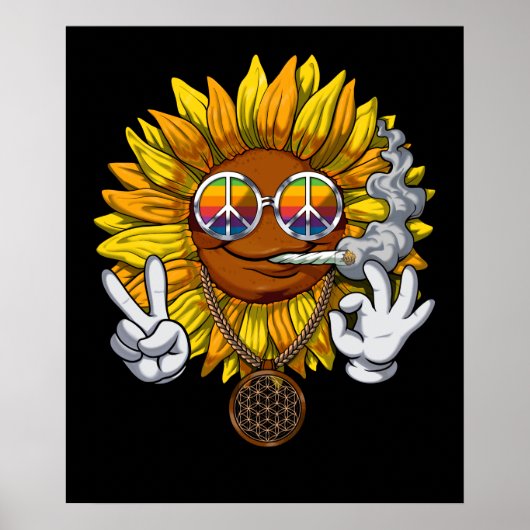 Sunflower Hippie Poster (Voorkant)
