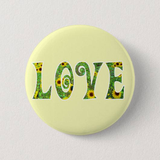 Sunflower Hippy Love Ronde Button 5,7 Cm (Voorkant)