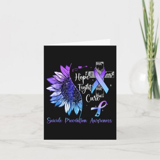 Sunflower Hope Fight Cure Suicide Prevention Aware Kaart (Voorkant)