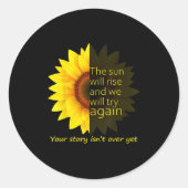 Sunflower Hope  Ronde Sticker (Voorkant)