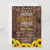 Sunflower Housewarming Sweet Home Wood Invite Kaart (Voorkant)