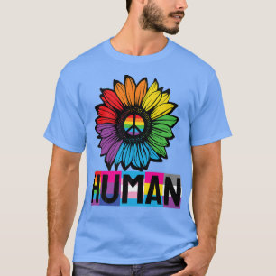 Sunflower HUMAN LGBT Flag Gay Pride Month LGBTQ Pr T-shirt