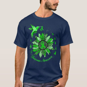 Sunflower Hummingbird Green Ribbon Glaucoma Warrio T-shirt