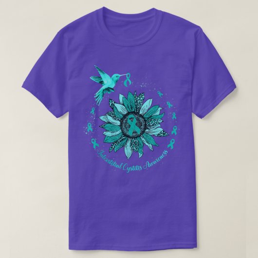 Sunflower Hummingbird Ribbon Interstitial Cystitis T-shirt (Design voorkant)