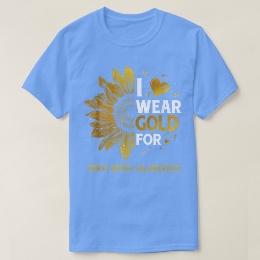 Sunflower I Draag Gold Ribbon Spina Bifida Awarene T-shirt (Design voorkant)
