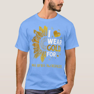 Sunflower I Draag Gold Ribbon Spina Bifida Awarene T-shirt