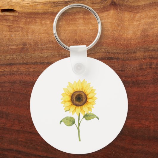 Sunflower Illustration — Bright Botanical Art Sleutelhanger (Voorkant)