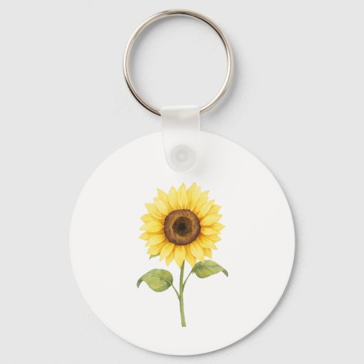 Sunflower Illustration — Bright Botanical Art Sleutelhanger (Achterkant)