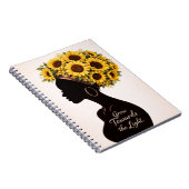 Sunflower Inspirational Black Woman Floral Journal Notitieboek (Rechterzijde)