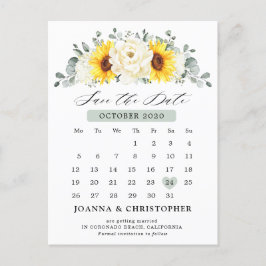 Sunflower Ivory Peony Eucalyptus Save the Date Briefkaart