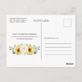 Sunflower Ivory Peony Eucalyptus Save the Date Briefkaart (Achterkant)