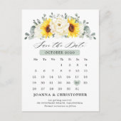 Sunflower Ivory Peony Eucalyptus Save the Date Briefkaart (Voorkant)
