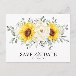 Sunflower Ivory Peony Eucalyptus Save the Date Briefkaart