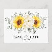 Sunflower Ivory Peony Eucalyptus Save the Date Briefkaart (Voorkant)