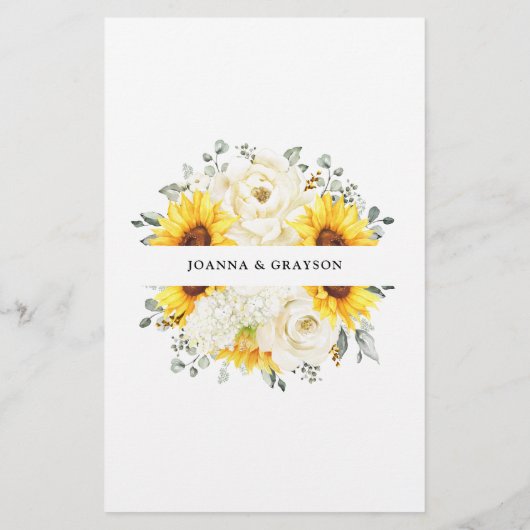 Sunflower Ivory Peony Eucalyptus Weddenschap (Achterkant)