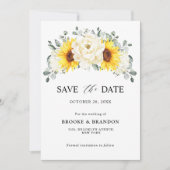 Sunflower Ivory Peony Floral Eucalyptus Wedding    Save The Date (Voorkant)