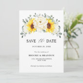 Sunflower Ivory Peony Floral Eucalyptus Wedding    Save The Date (Staand voorkant)