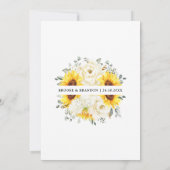 Sunflower Ivory Peony Floral Eucalyptus Wedding    Save The Date (Achterkant)
