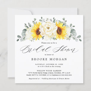 Sunflower Ivory Peony Floral Vrijgezellenfeest Kaart