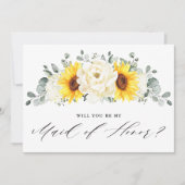 Sunflower Ivory Peony Maid of Honor Invitation Kaart (Voorkant)