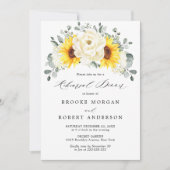 Sunflower Ivory Peony Rehearsal Dinner Invitation Kaart (Voorkant)