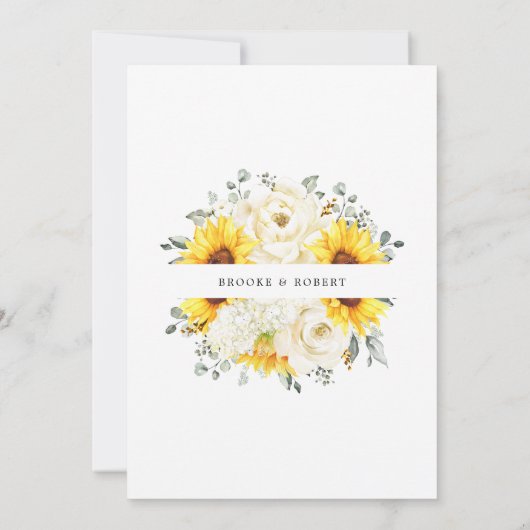 Sunflower Ivory Peony Rehearsal Dinner Invitation Kaart (Achterkant)