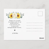 Sunflower Ivory Peony Vrijgezellenfeest Dank u wel Briefkaart (Achterkant)