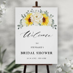 Sunflower Ivory Peony Vrijgezellenfeest WelkomstPo Poster<br><div class="desc">Elegant modern bloemperzool vrijgezellenfeest welkome poster is voorzien van een bouquet van waterverf zonnebloem hydrangea & pinda's in tinten van rijk geel ivoor, met groene botanische bladeren en eucalyptus. Zoek meer overeenkomende design en variaties uit mijn winkel met 'blissweddingpaperie'. Je kunt contact met me opnemen voor meer aanpassingen of overeenkomende...</div>